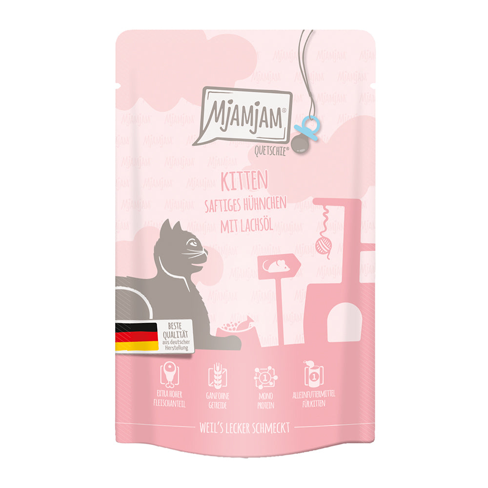 MjAMjAM Kitten saftiges Hühnchen mit Lachsöl, 125g